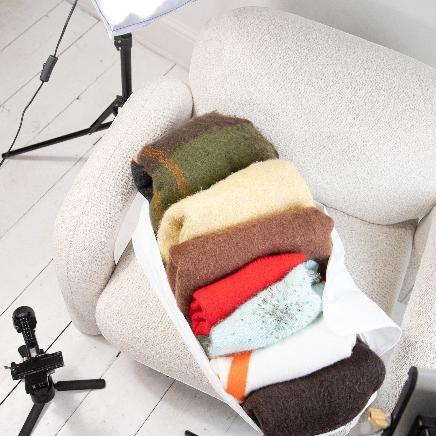 Kept Store large knitwear storage bag in white for storing heavy knits and folded blankets.