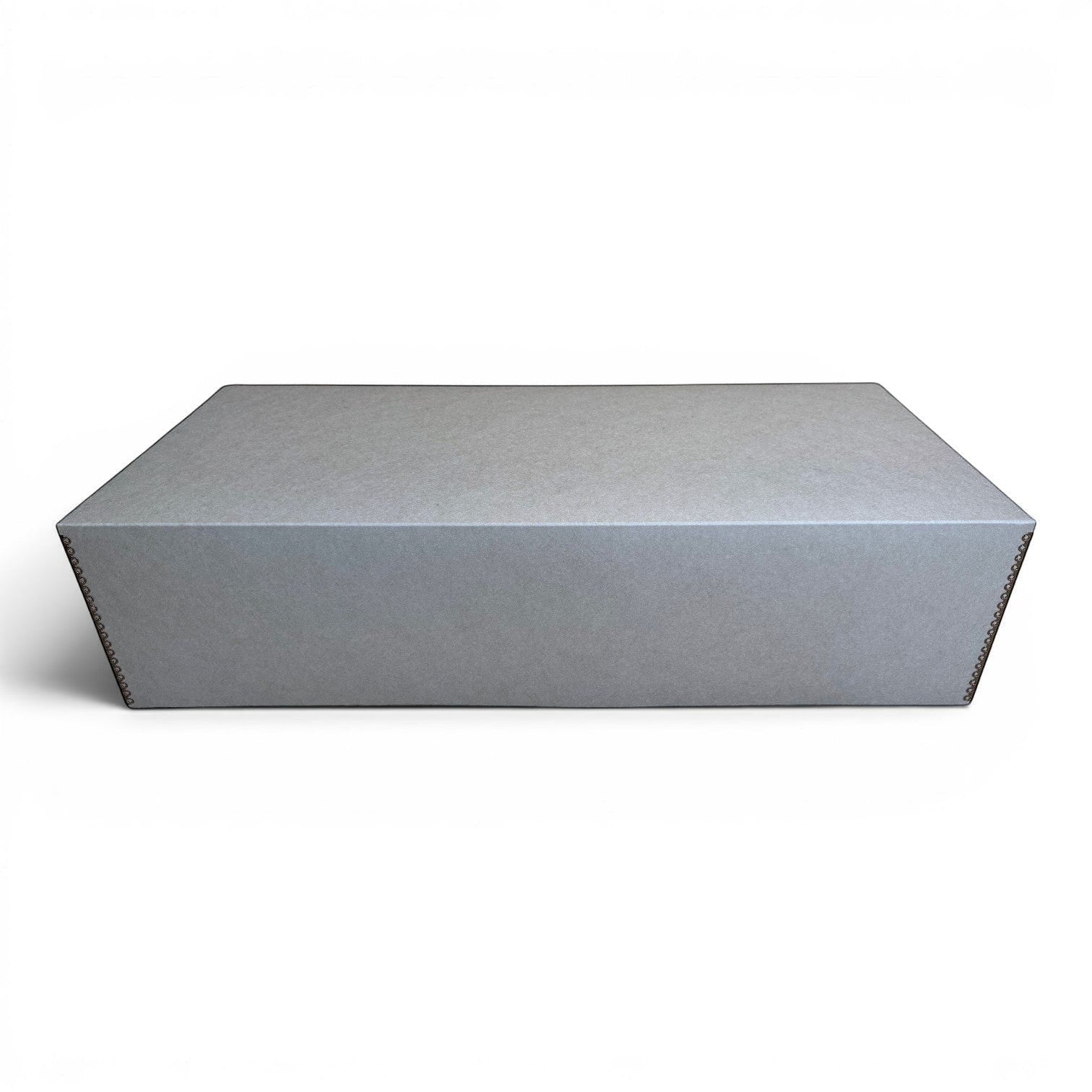 Kept Store extra large acid-free wedding dress storage box in grey with metal rivet details for archival protection.