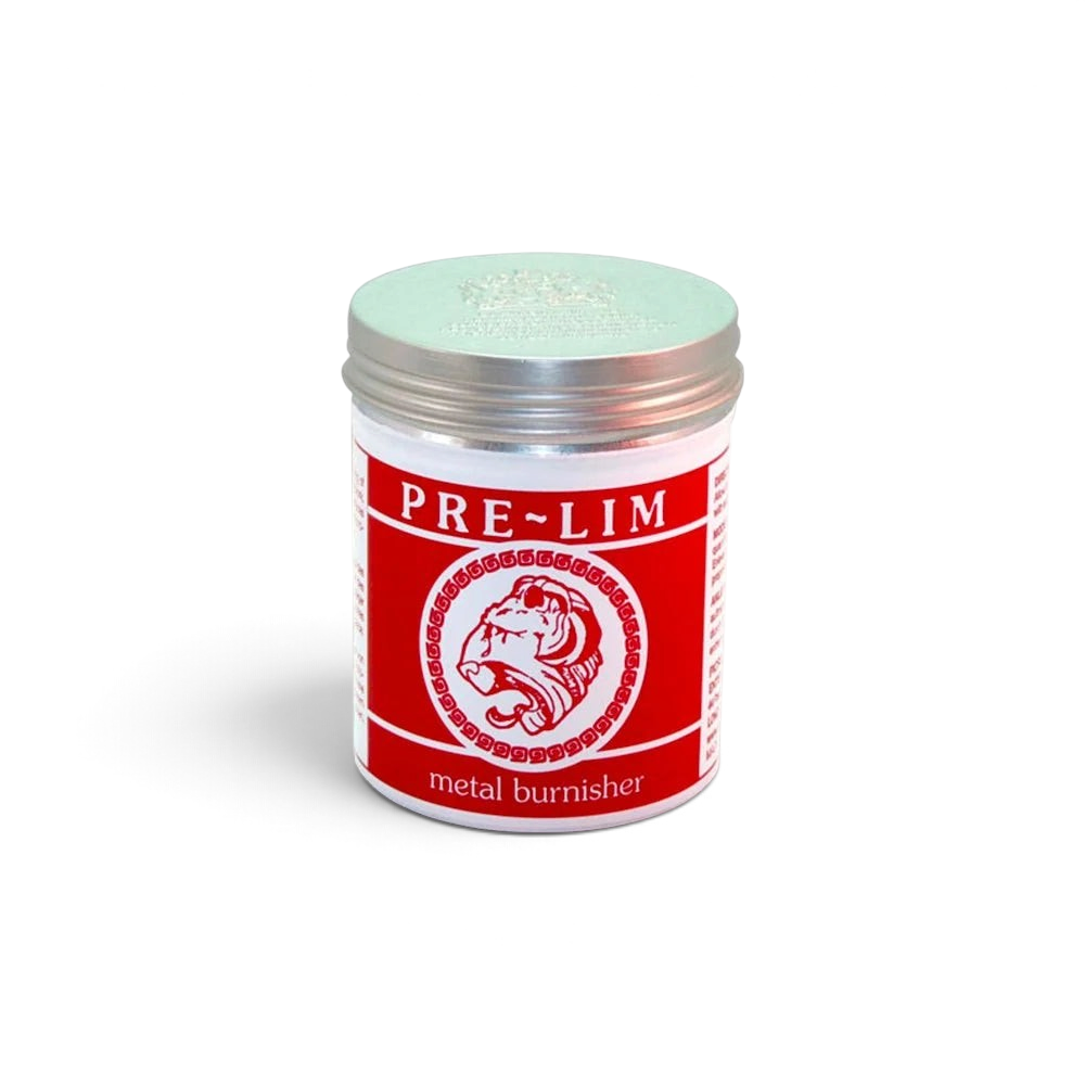Pre-Lim metal burnisher, 65 ml tin, the gently abrasive conservation paste for lifting tarnish from brass, copper and bronze
