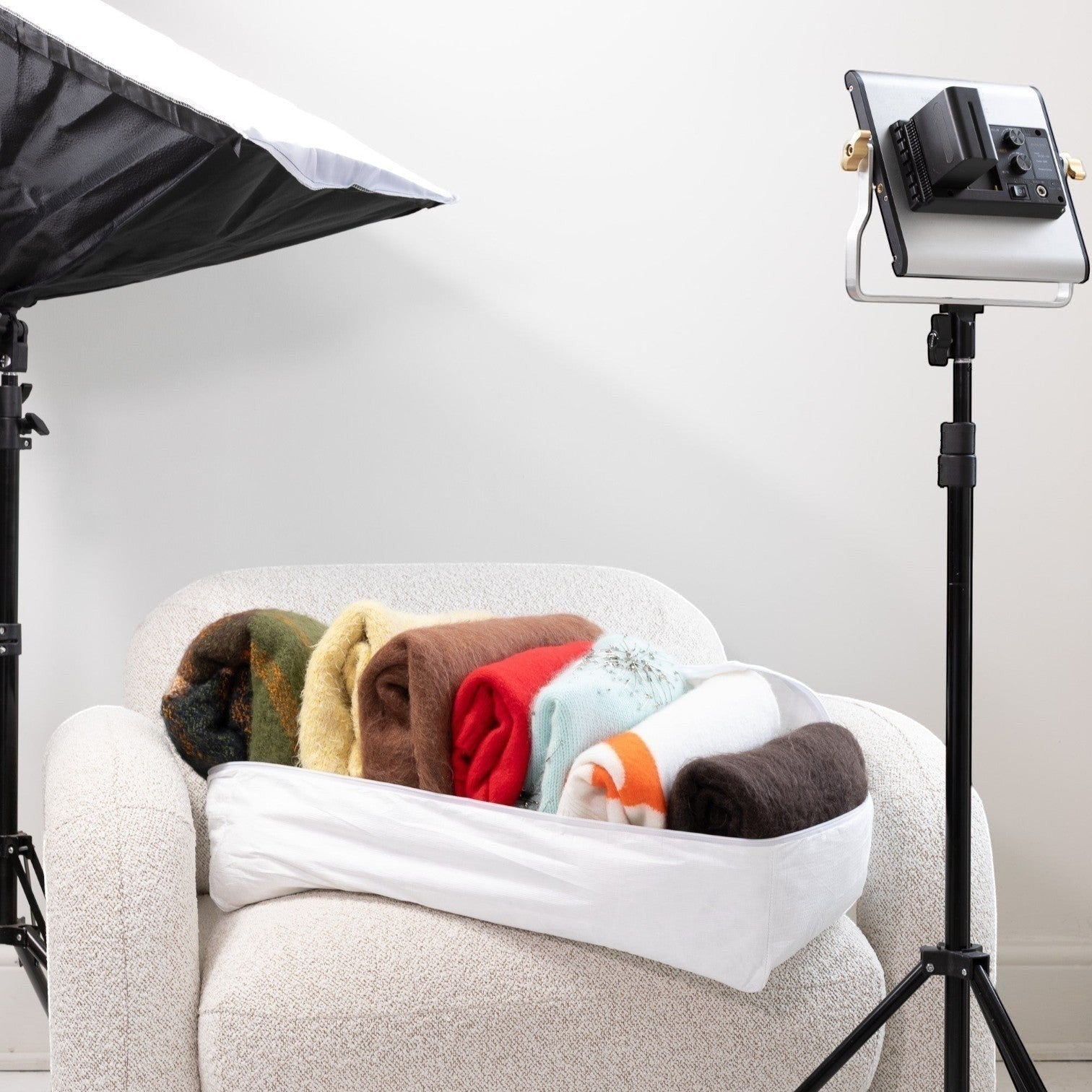 Kept Store large knitwear storage bag in white, breathable conservation-grade protection for chunky knits.